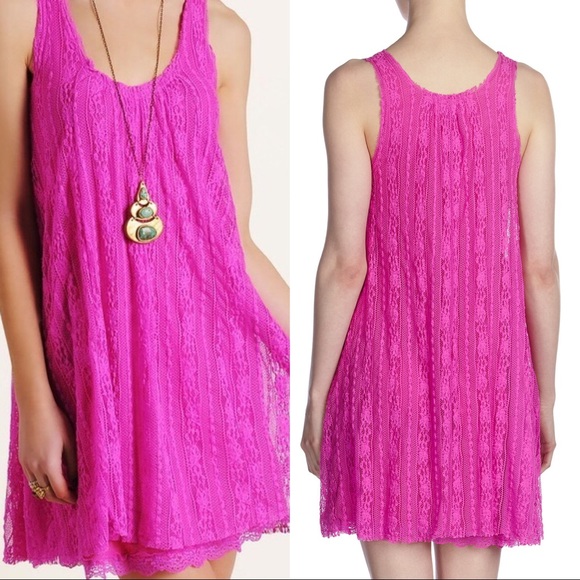 Free People Wild Pink Lace Swing Tank Dress - Picture 3 of 5